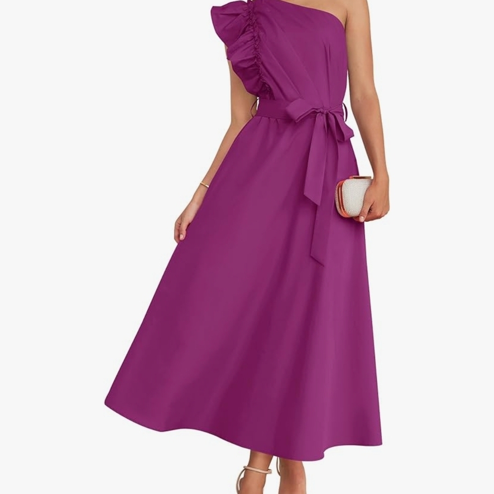 Elegant Purple One-Shoulder Dress